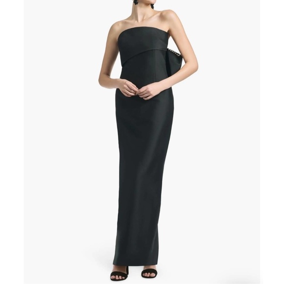 Sachin & Babi Keira Black Strapless Faux Pearl Bow Evening Gown•Sz4•NWT•MSRP$895 - Picture 2 of 6
